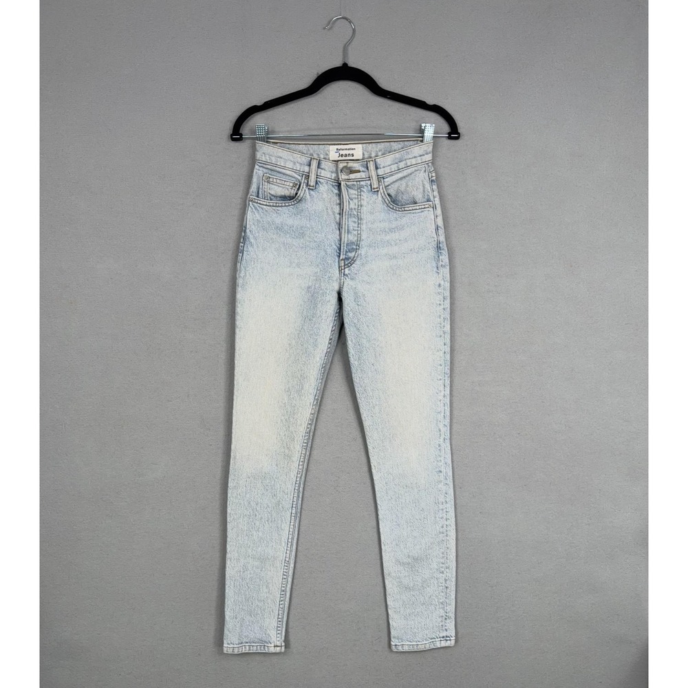 Reformation Jeans Womens 23 Blue Serena High Rise Skinny Button Fly Light Wash